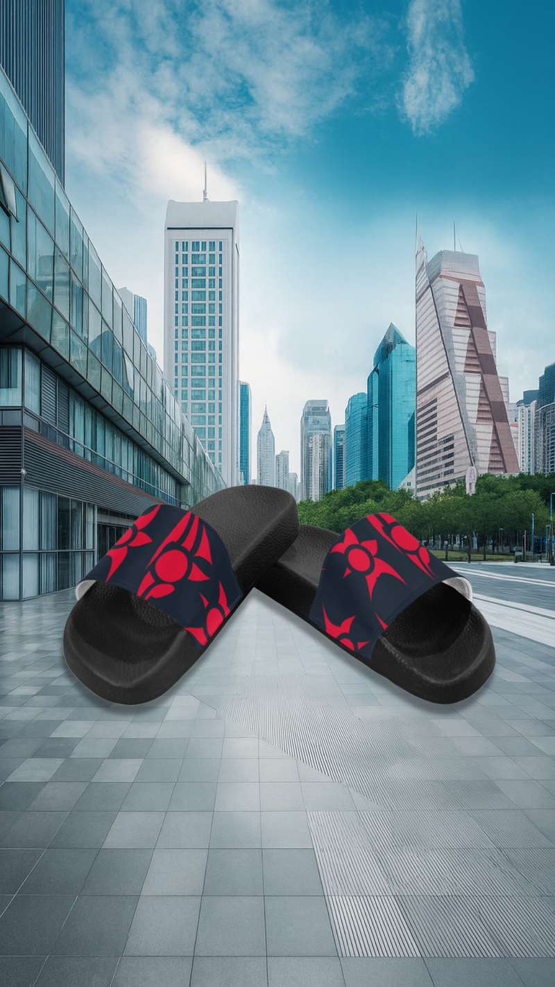 Women's Crimson Totem Abstract Slider Sandals