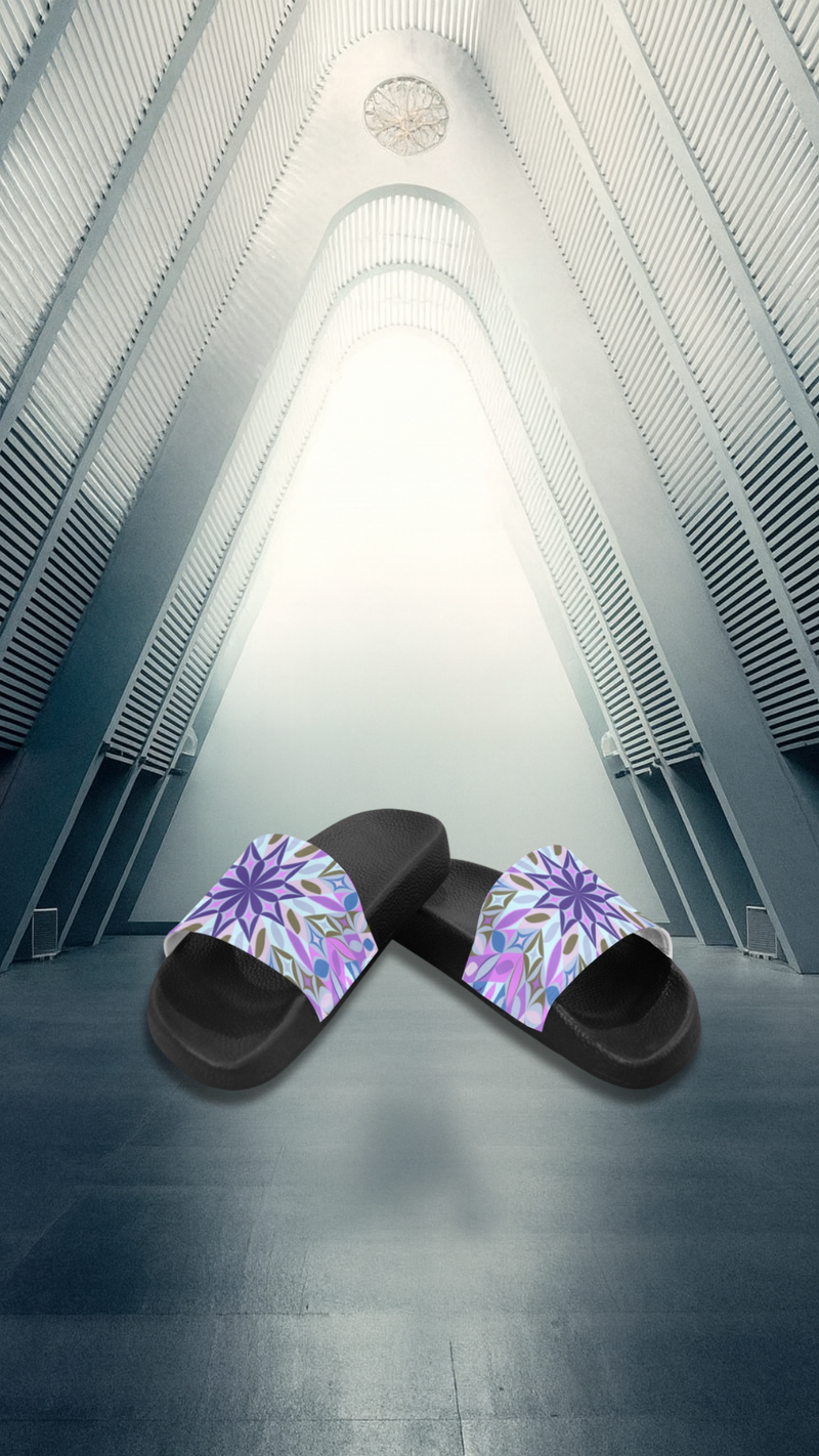 Women's Lavender Starburst Abstract Slider Sandals