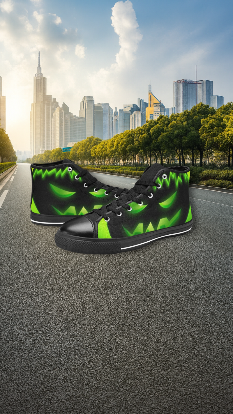 Men's Neon Pumpkin Abstract High Top Shoes