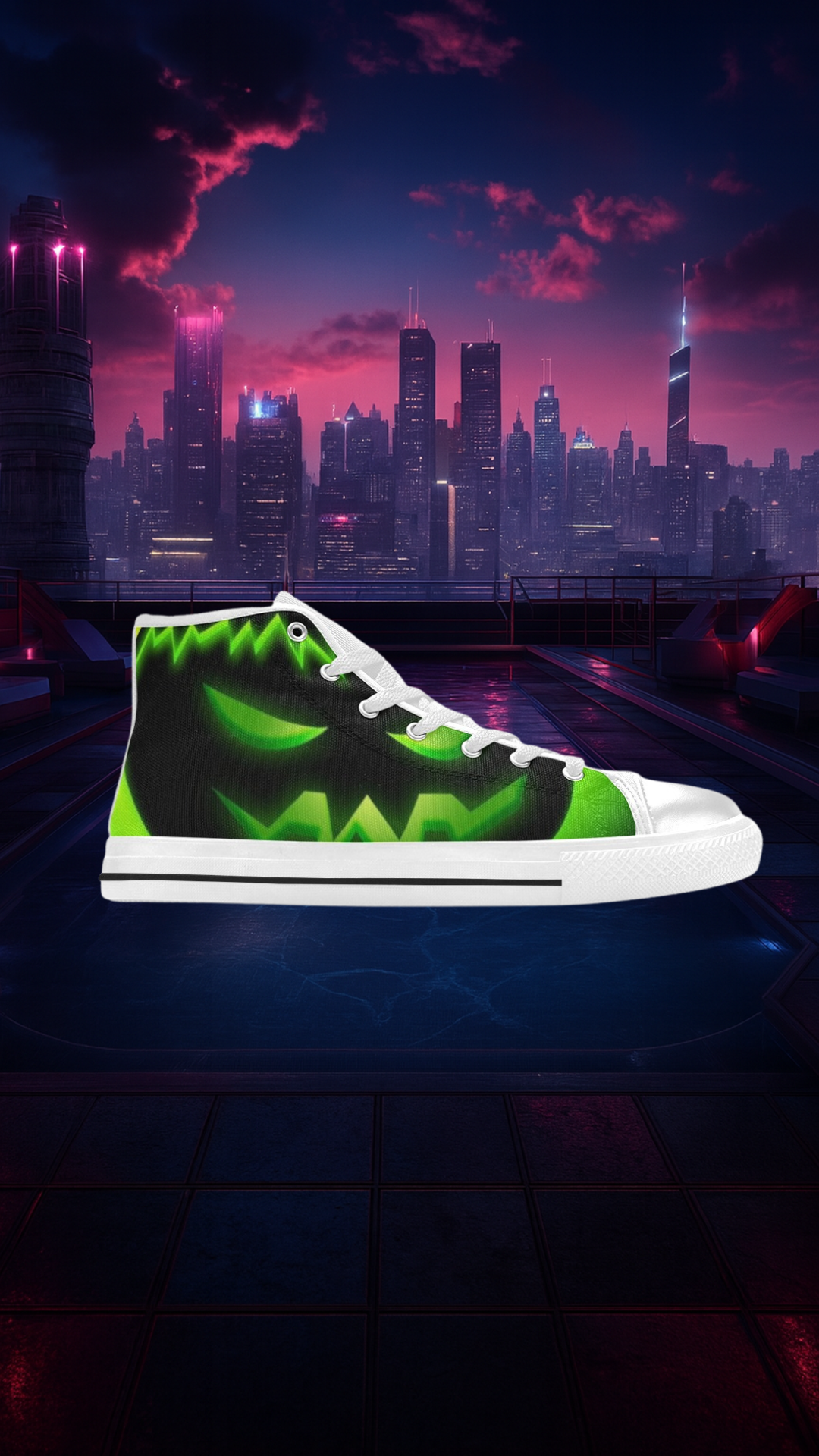 Women's Neon Pumpkin Abstract High Top Shoes