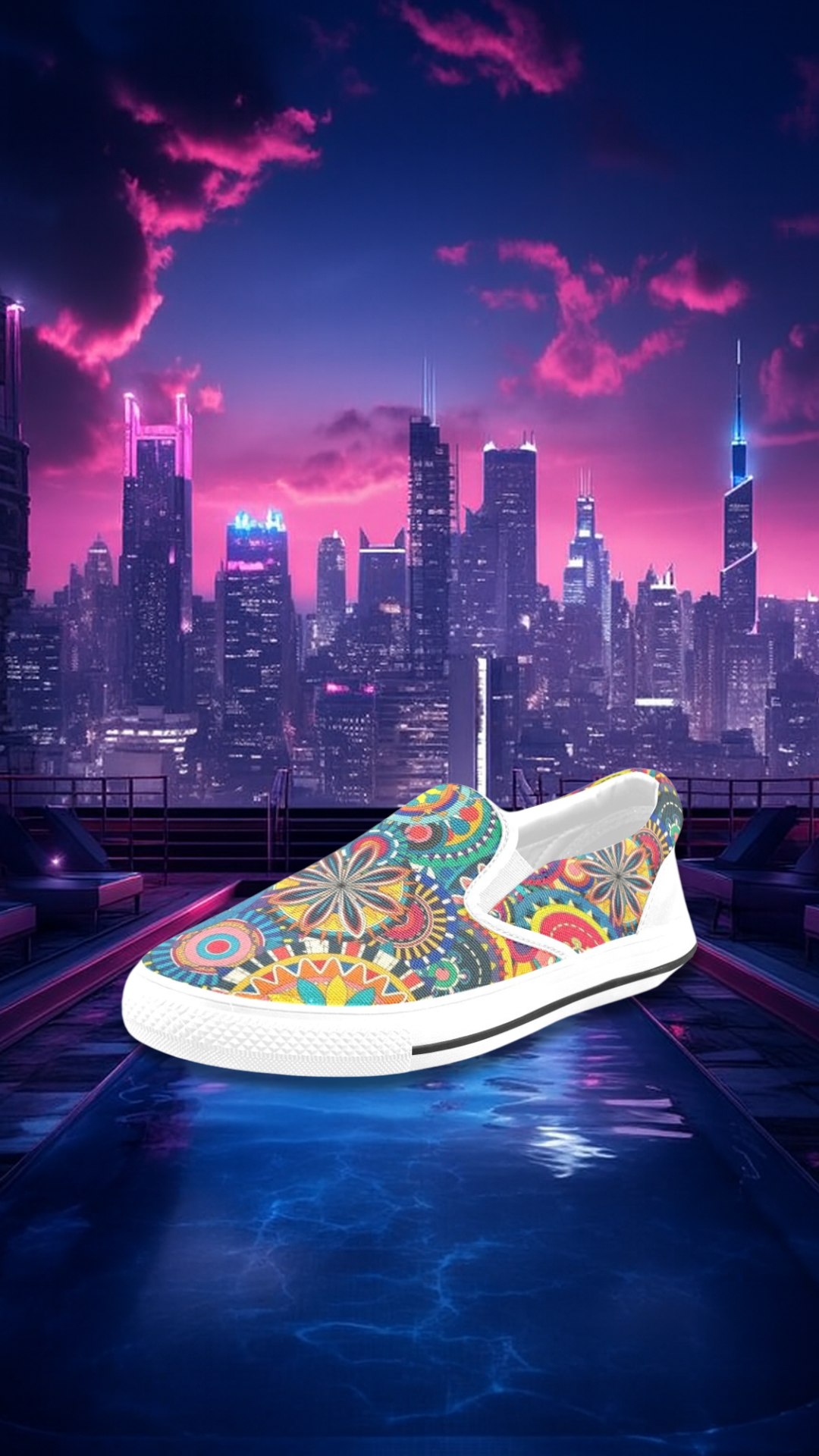 Men's Colorful Mandala Abstract Slip-on Shoes