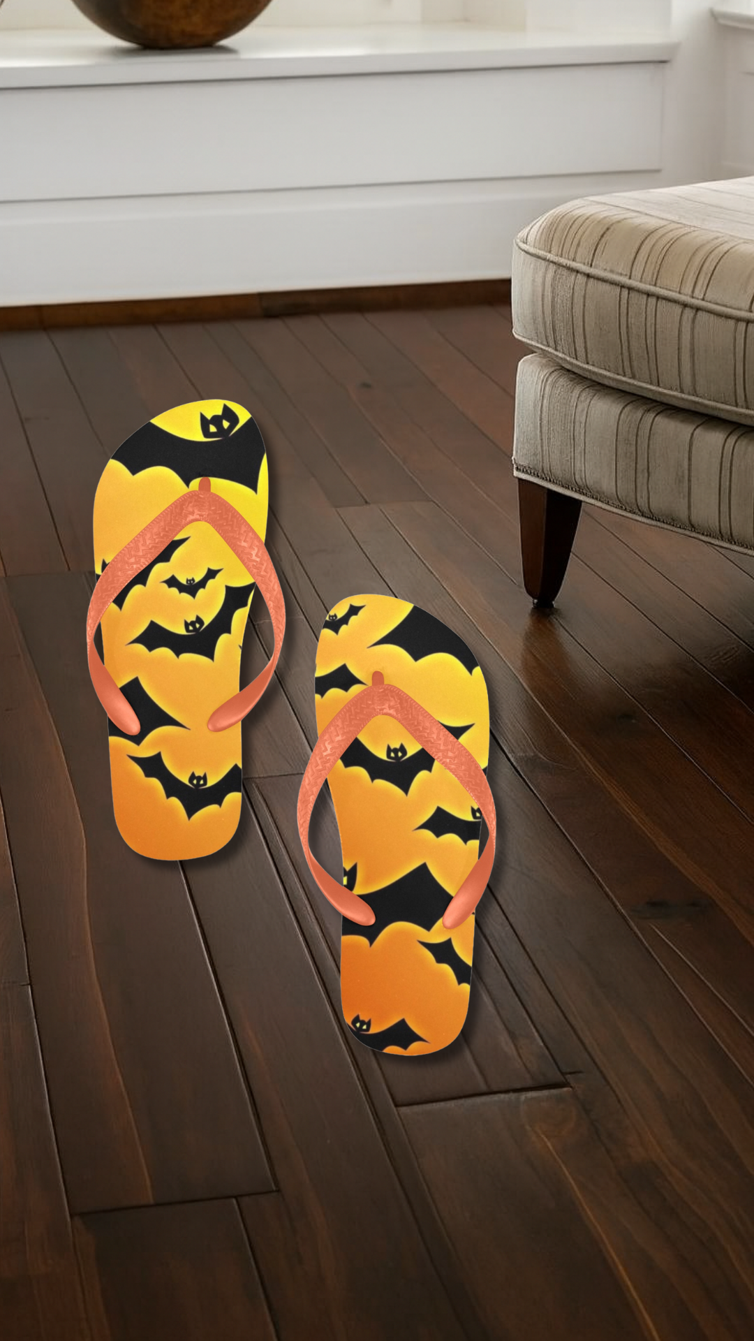 Women's Sunset Bat Abstract Flip Flops