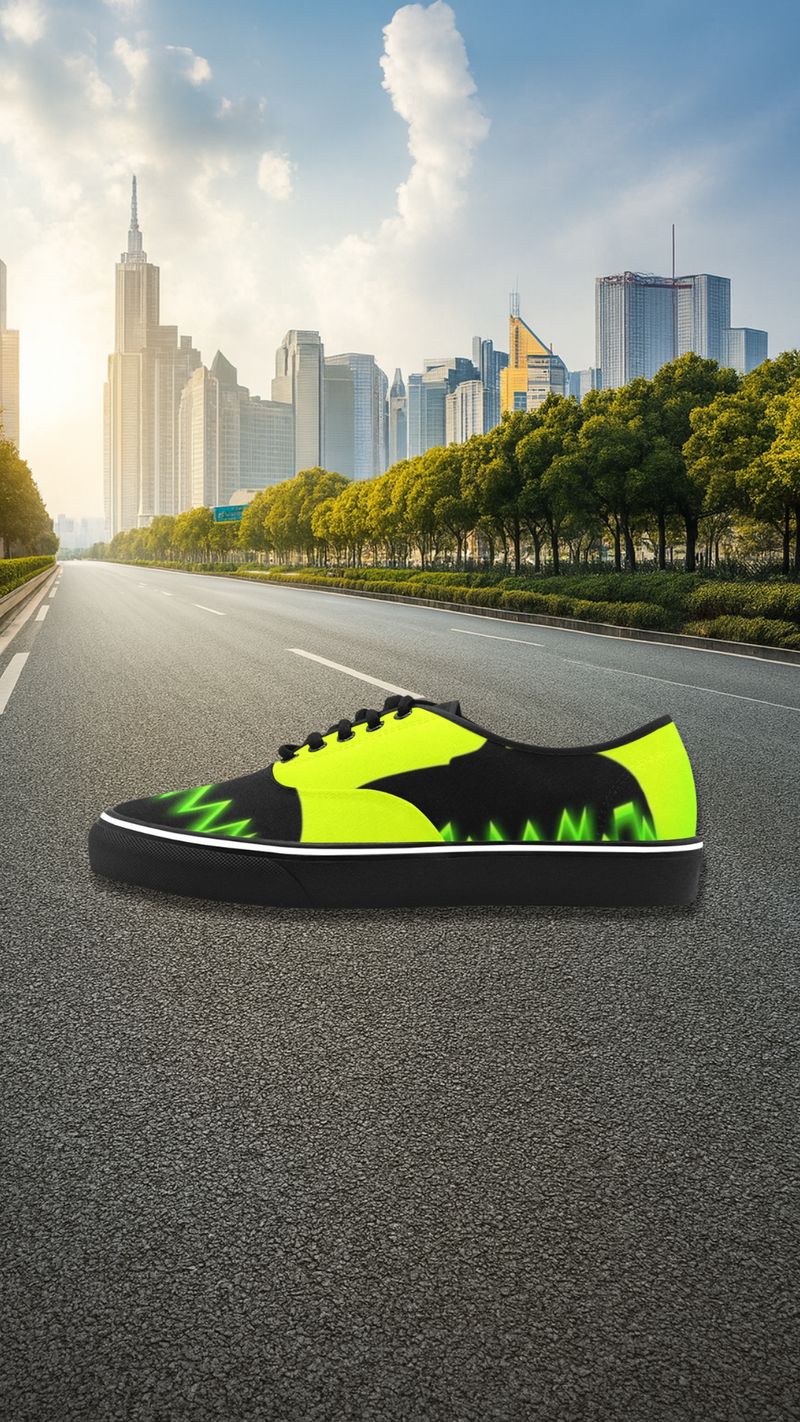 Men's Neon Shark Abstract Low Top Shoes