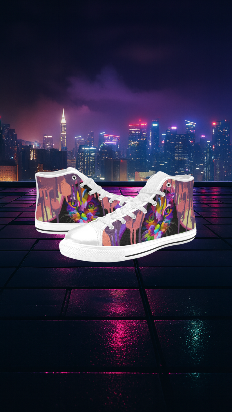 Men's Funky Cat Abstract High Top Shoes