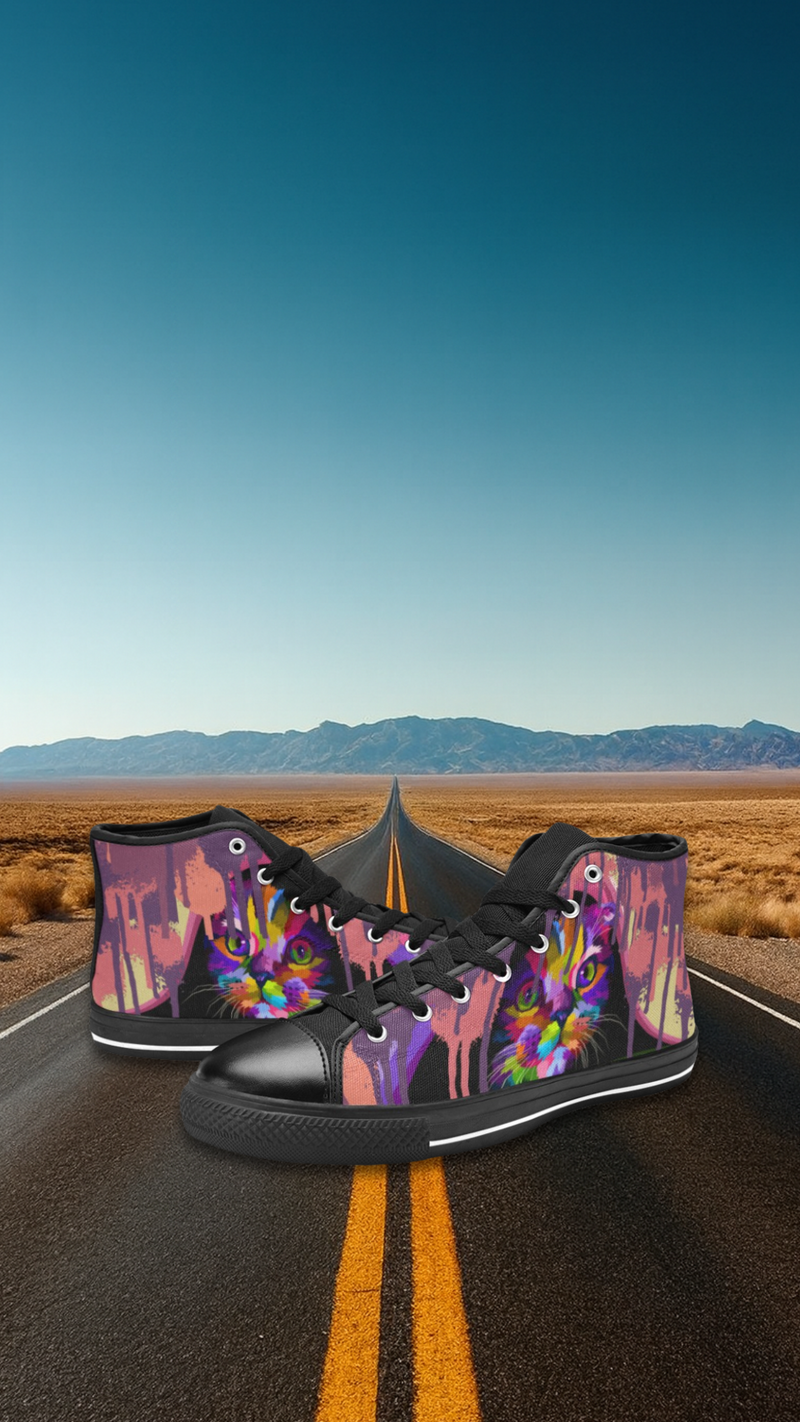 Men's Funky Cat Abstract High Top Shoes