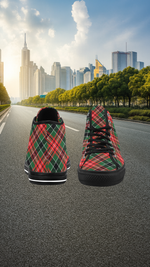Women's Congested Tartan Blaze Abstract High Top Shoes