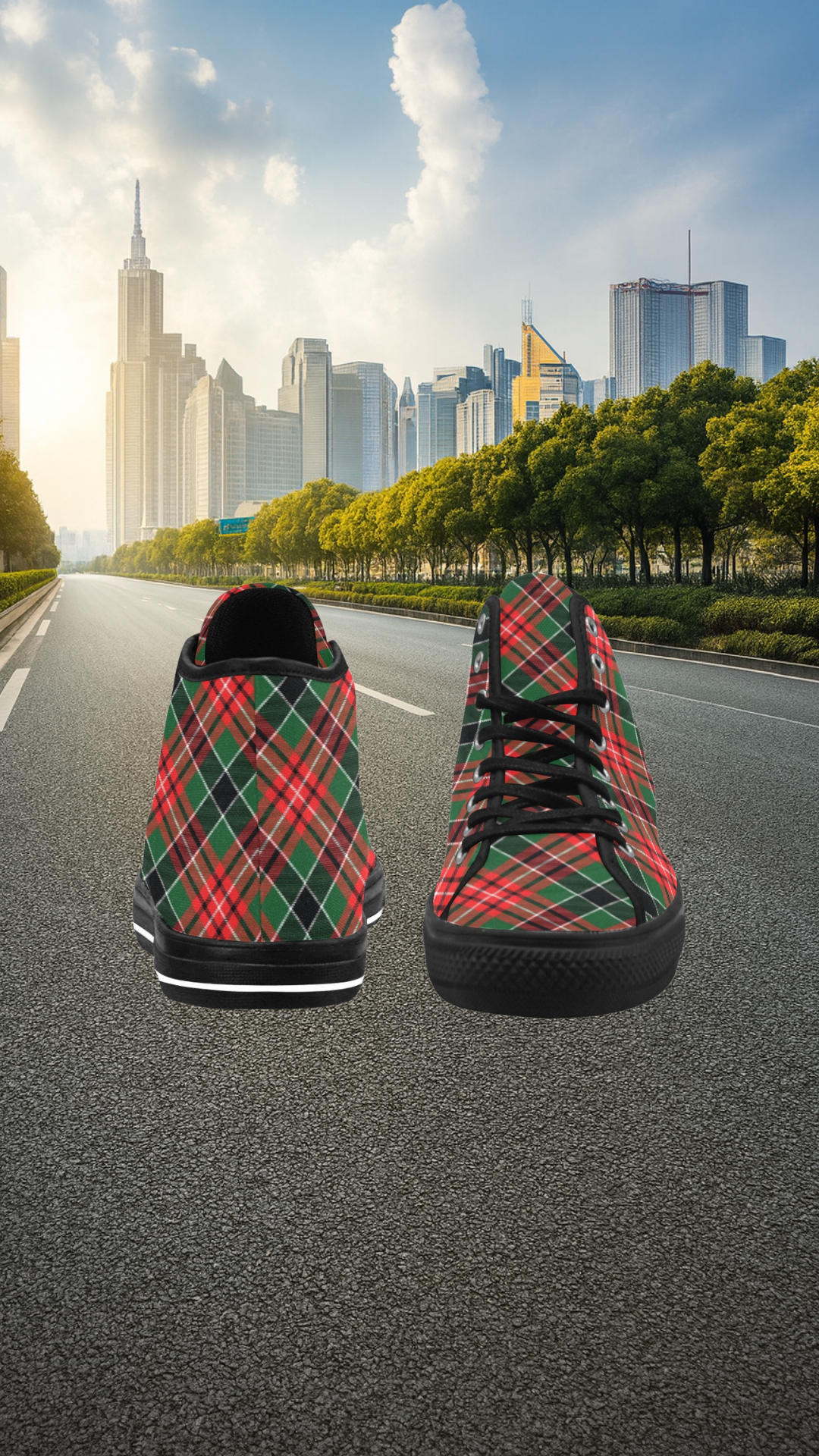 Women's Congested Tartan Blaze Abstract High Top Shoes