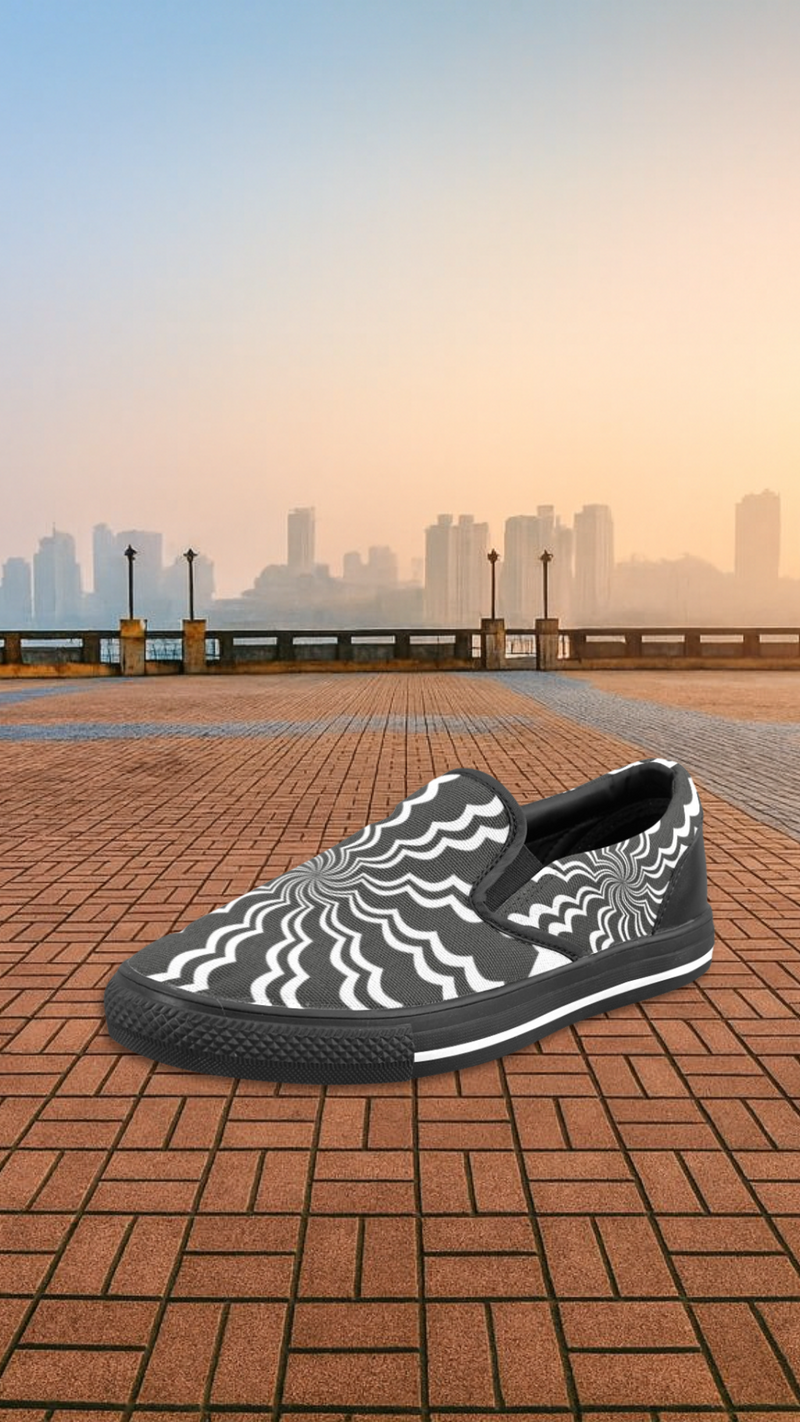 Men's Swirling Vortex Abstract Slip-on Shoes