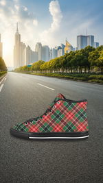 Men's Congested Tartan Blaze Abstract High Top Shoes