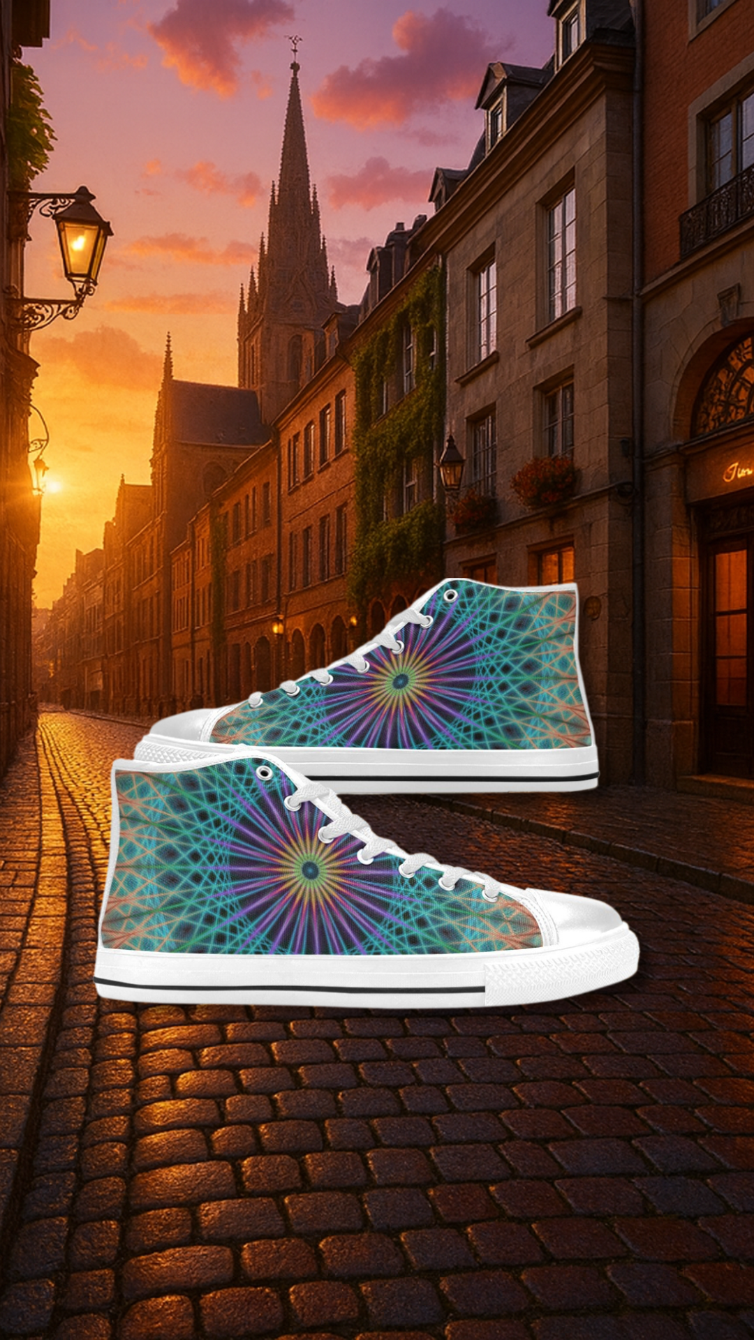 Men's Aurora Fractal Abstract High Top Shoes