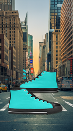 Men's Medium Turquoise Solid High Top Shoes