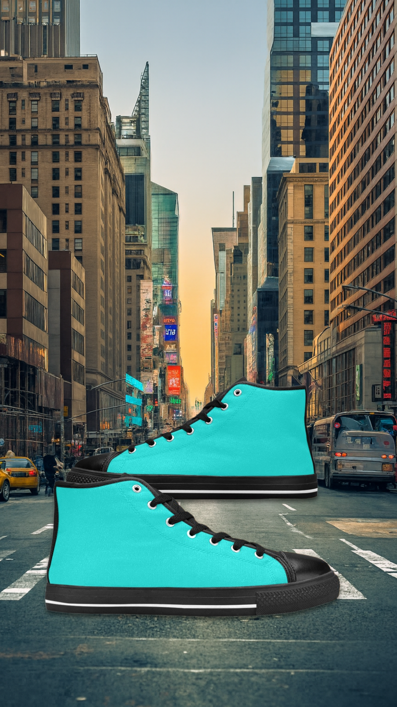 Men's Medium Turquoise Solid High Top Shoes