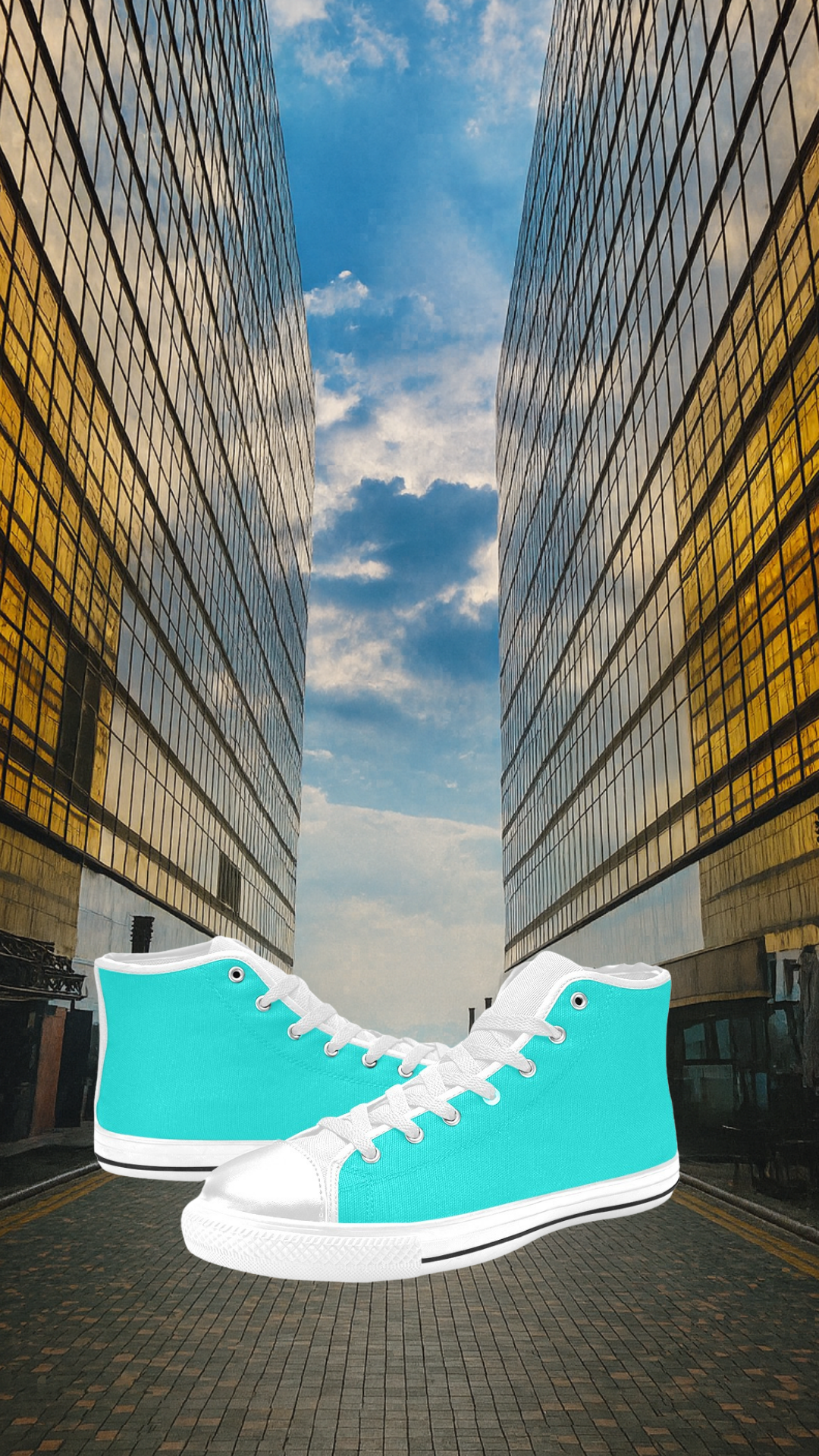 Men's Medium Turquoise Solid High Top Shoes