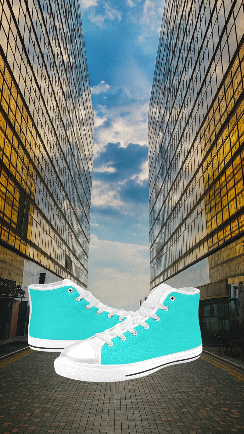 Men's Medium Turquoise Solid High Top Shoes
