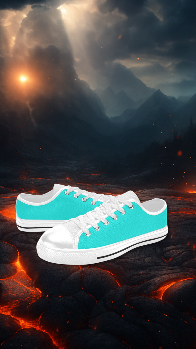 Men's Bright Turquoise Solid Low Top Shoes