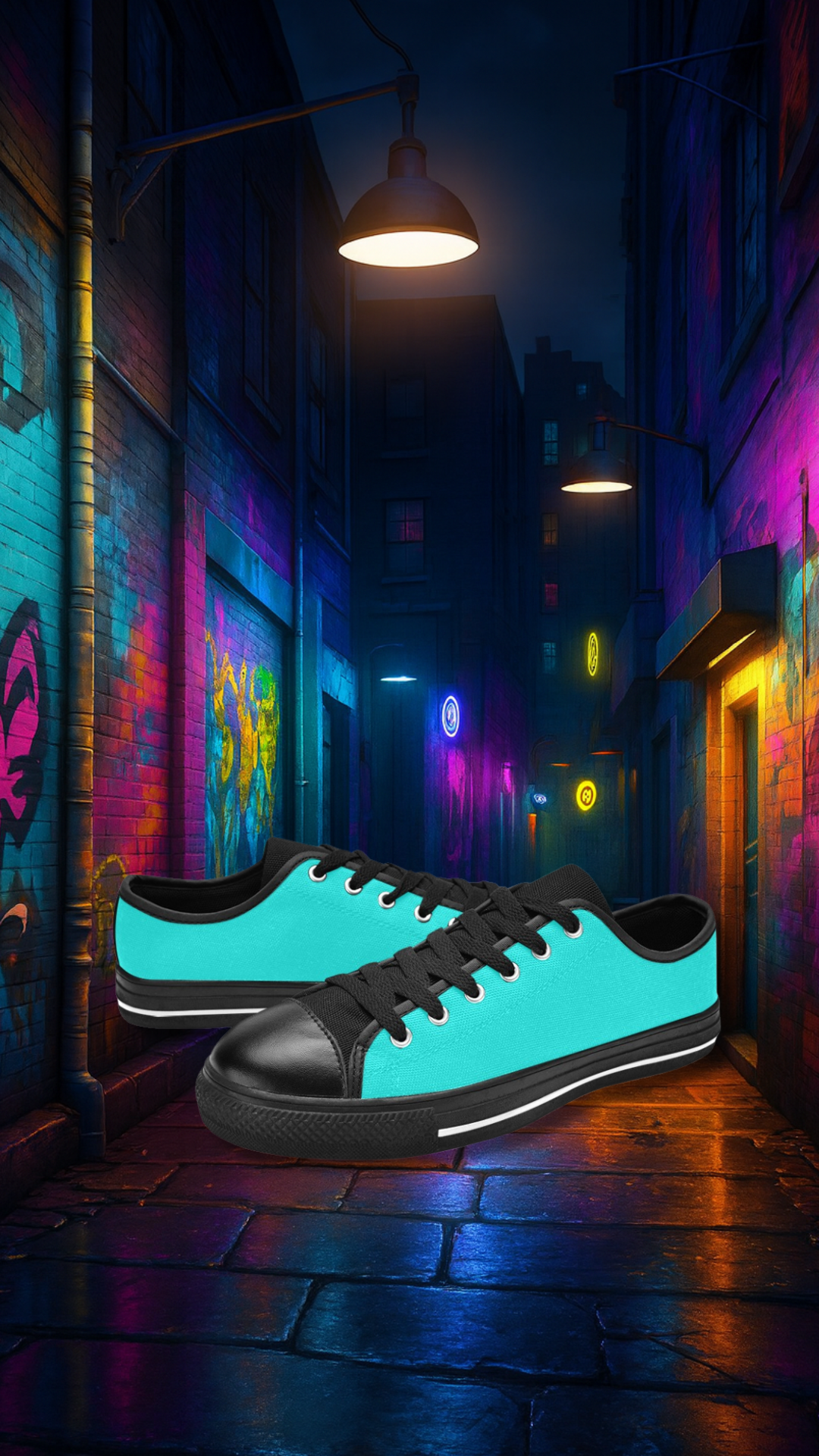 Men's Bright Turquoise Solid Low Top Shoes
