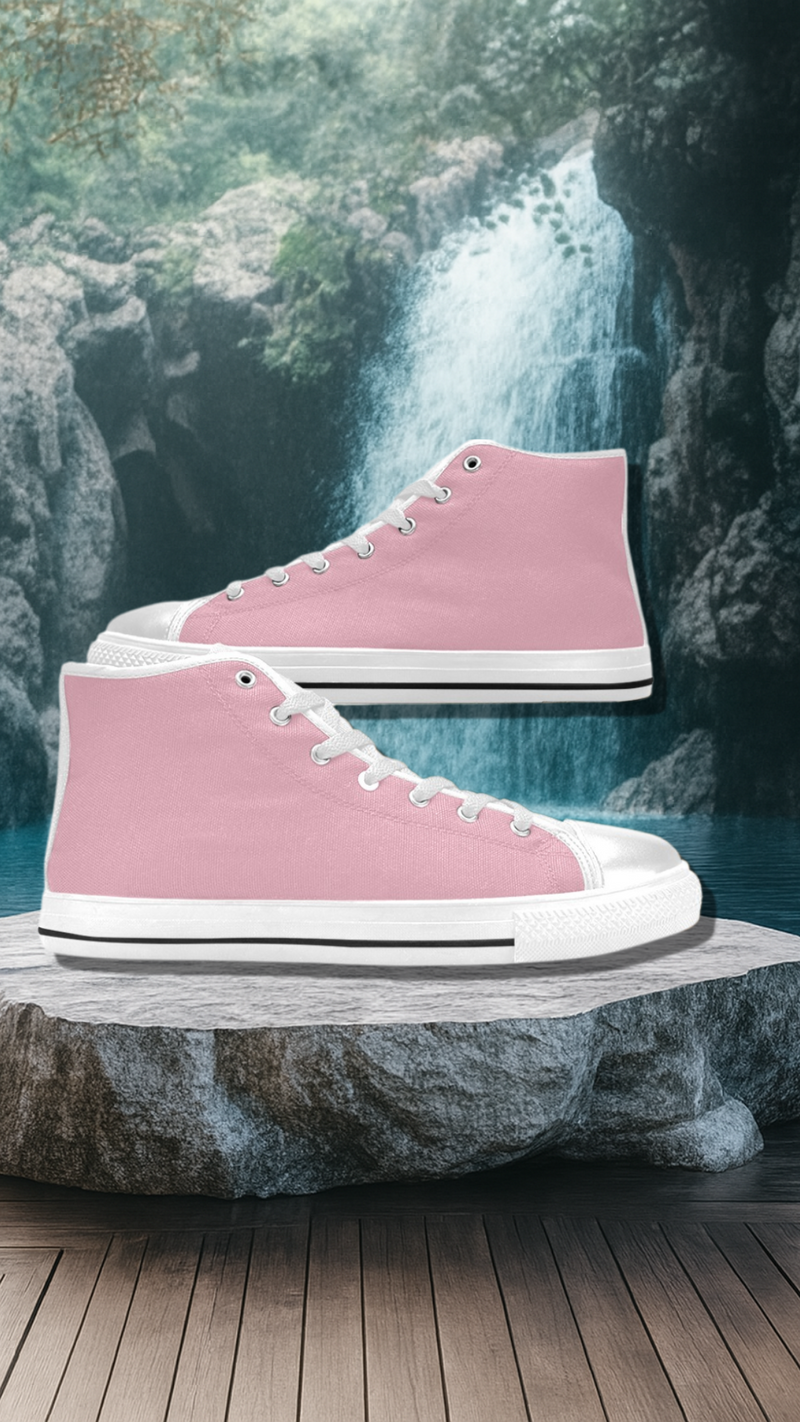 Women's Pink Solid Canvas High Top Shoes