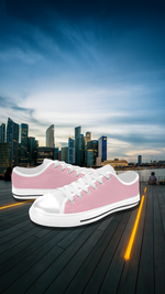 Women's Pink Solid Canvas Low Top Shoes