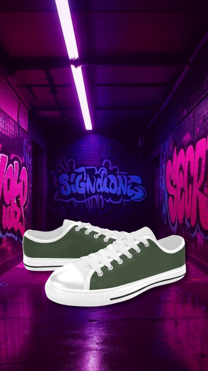Men's Gray Asparagus Solid Low Top Shoes