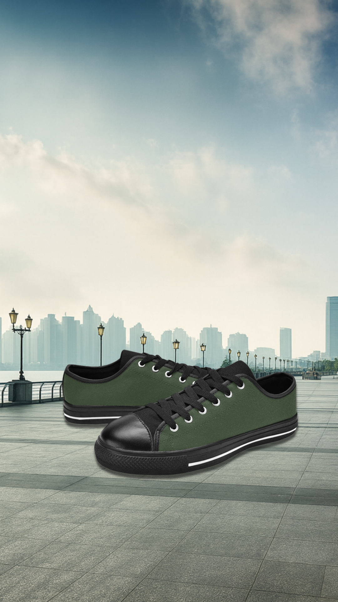 Women's Gray Asparagus Solid Low Top Shoes