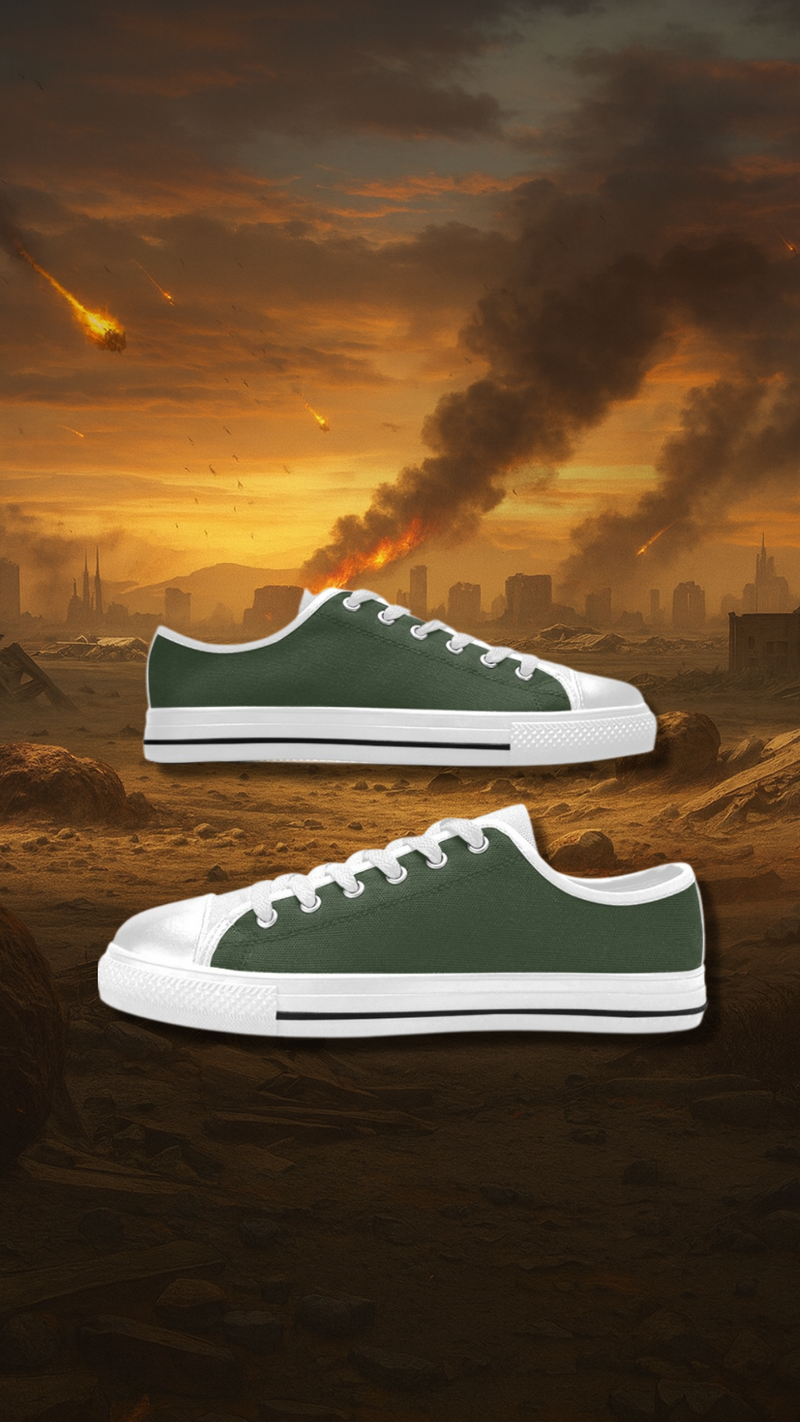 Women's Gray Asparagus Solid Low Top Shoes