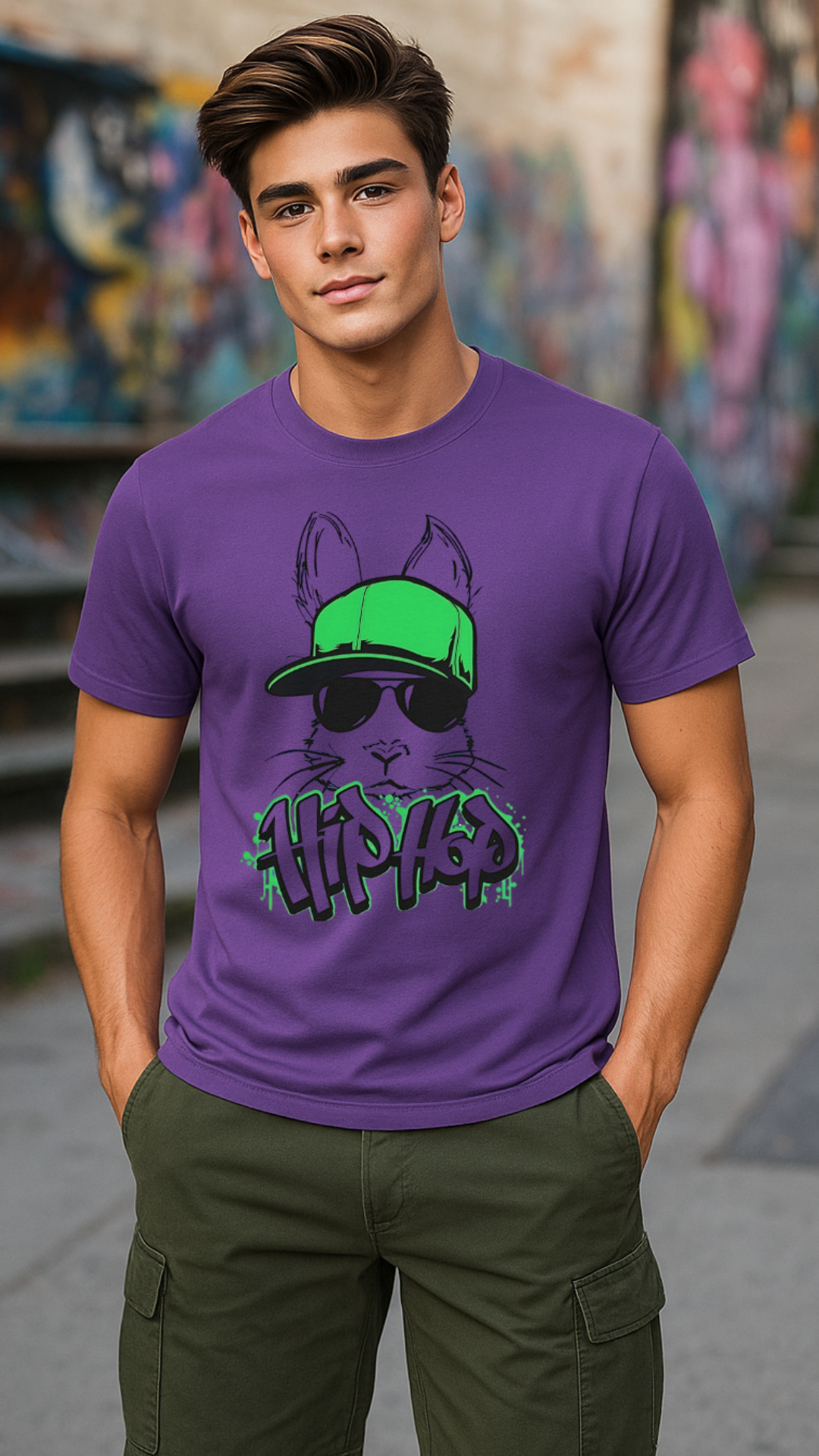 Men's Bunny Hip Hop Streetwear Classic Fit T-shirt