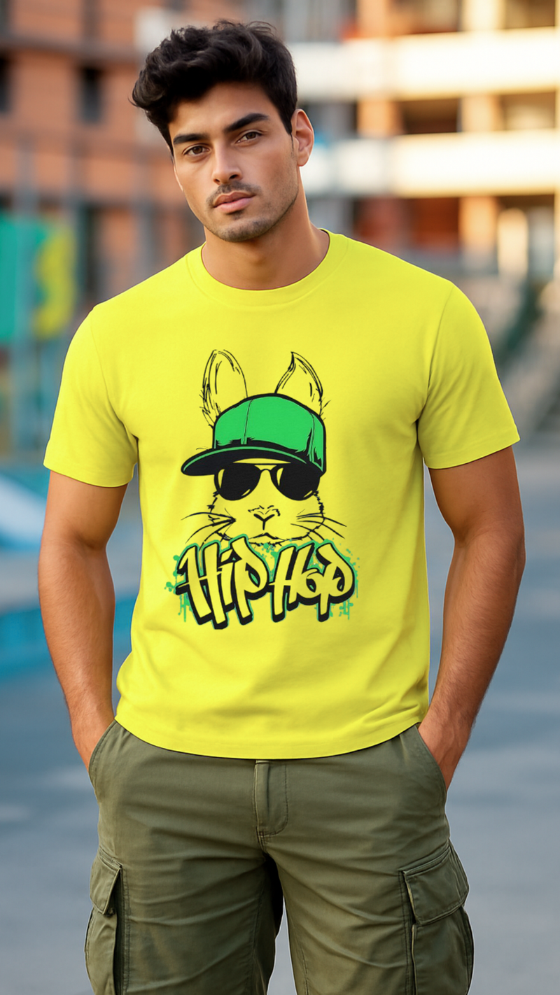 Men's Bunny Hip Hop Streetwear Classic Fit T-shirt