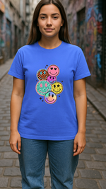 Women's Multi Smile Streetwear Classic Fit T-shirt