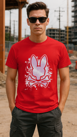 Men's Spray Skull Bunny Streetwear Classic Fit T-shirt