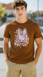 Men's Spray Skull Bunny Streetwear Classic Fit T-shirt