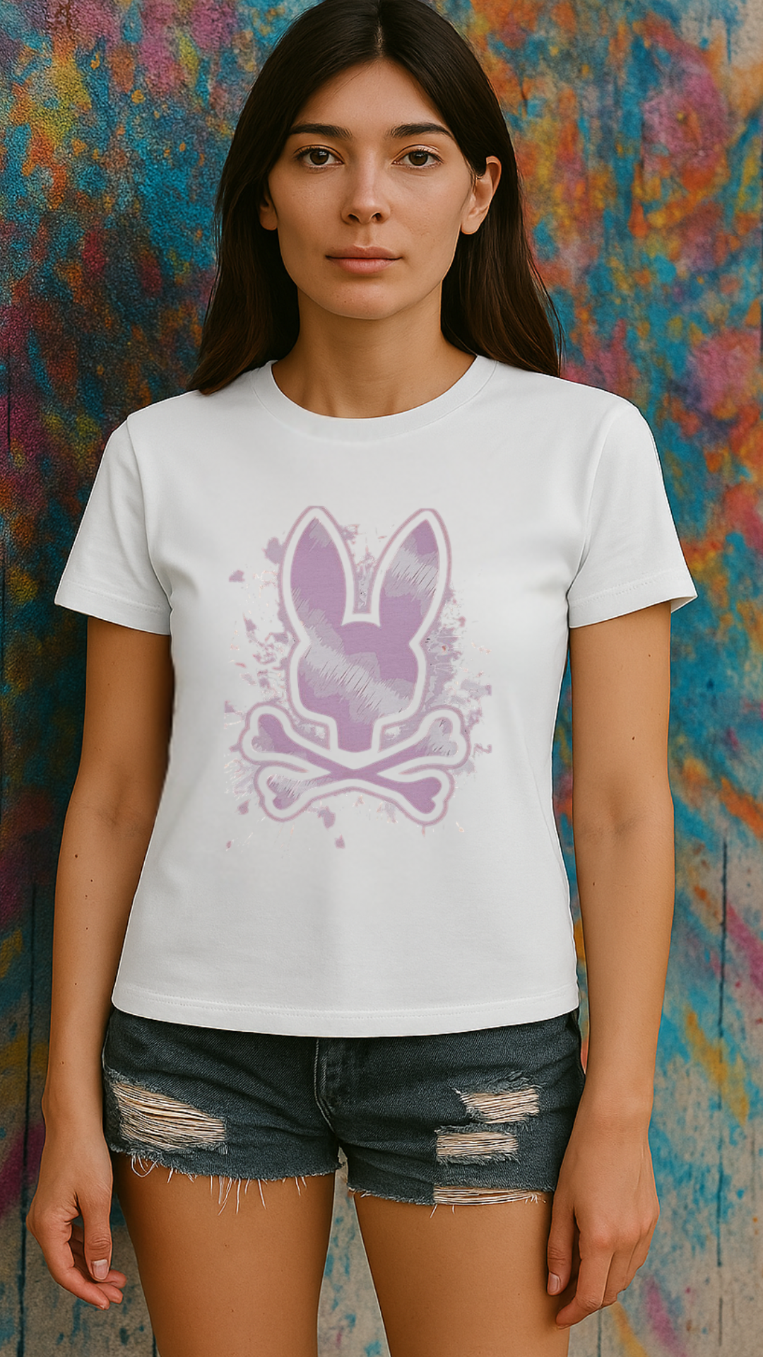 Women's Spray Skull Streetwear Classic Fit T-shirt