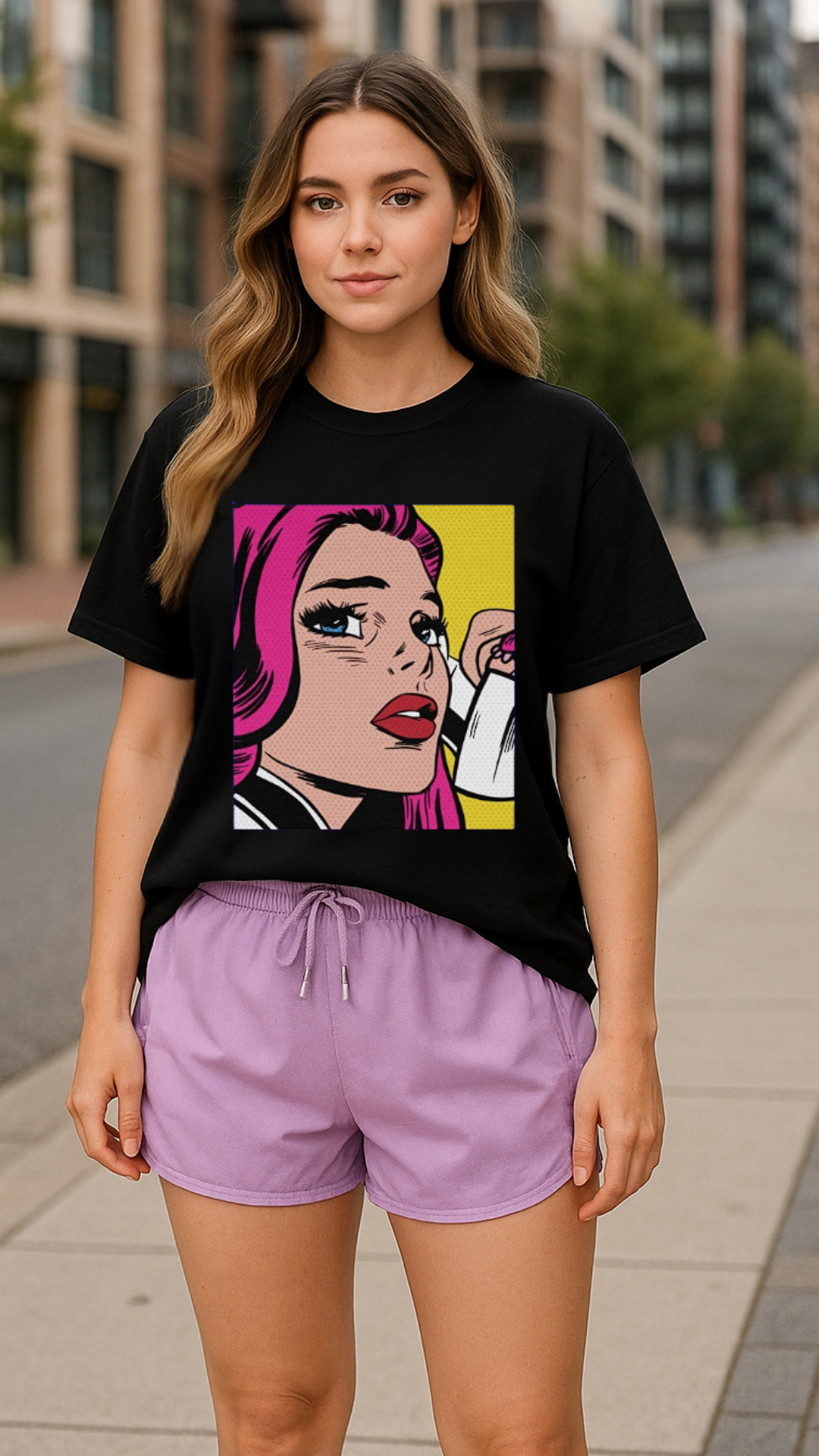 Women's Anime Lady Abstract Classic Fit T-shirt