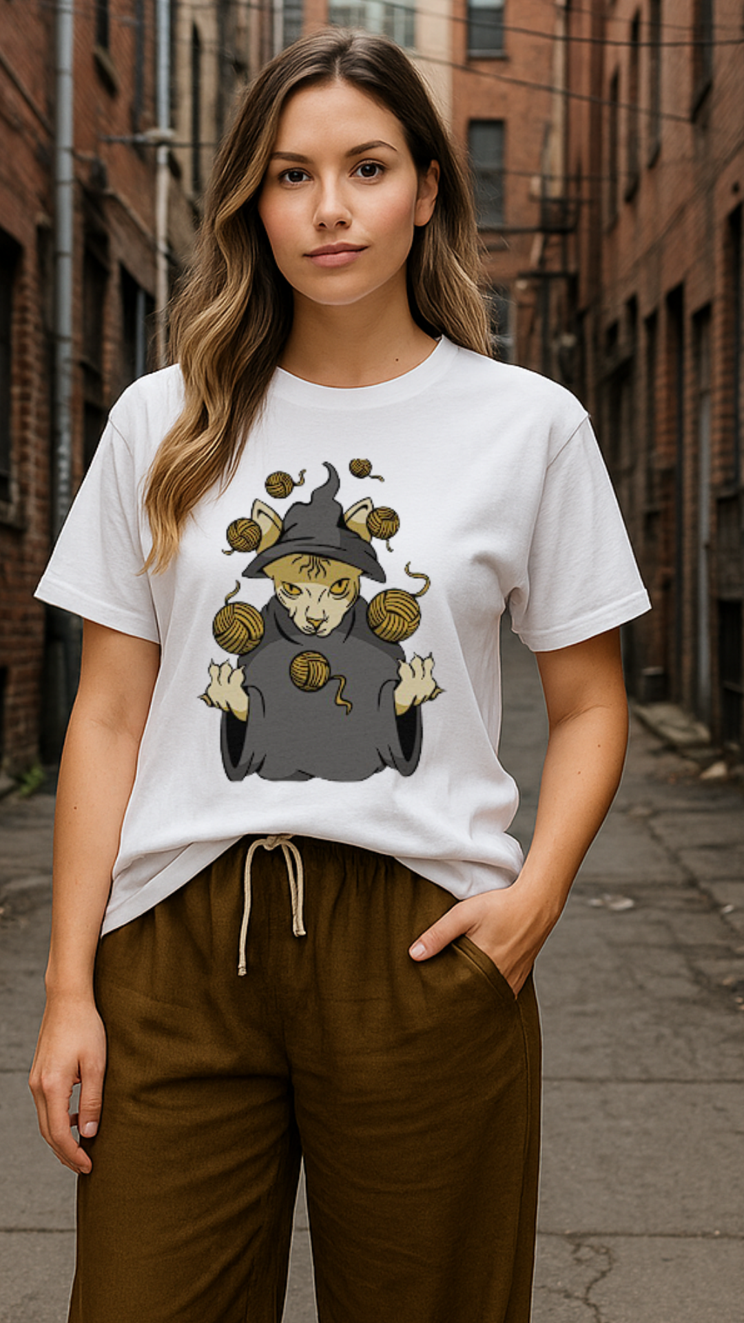 Women's Cat Wizard Acid & Punk Classic Fit T-shirt