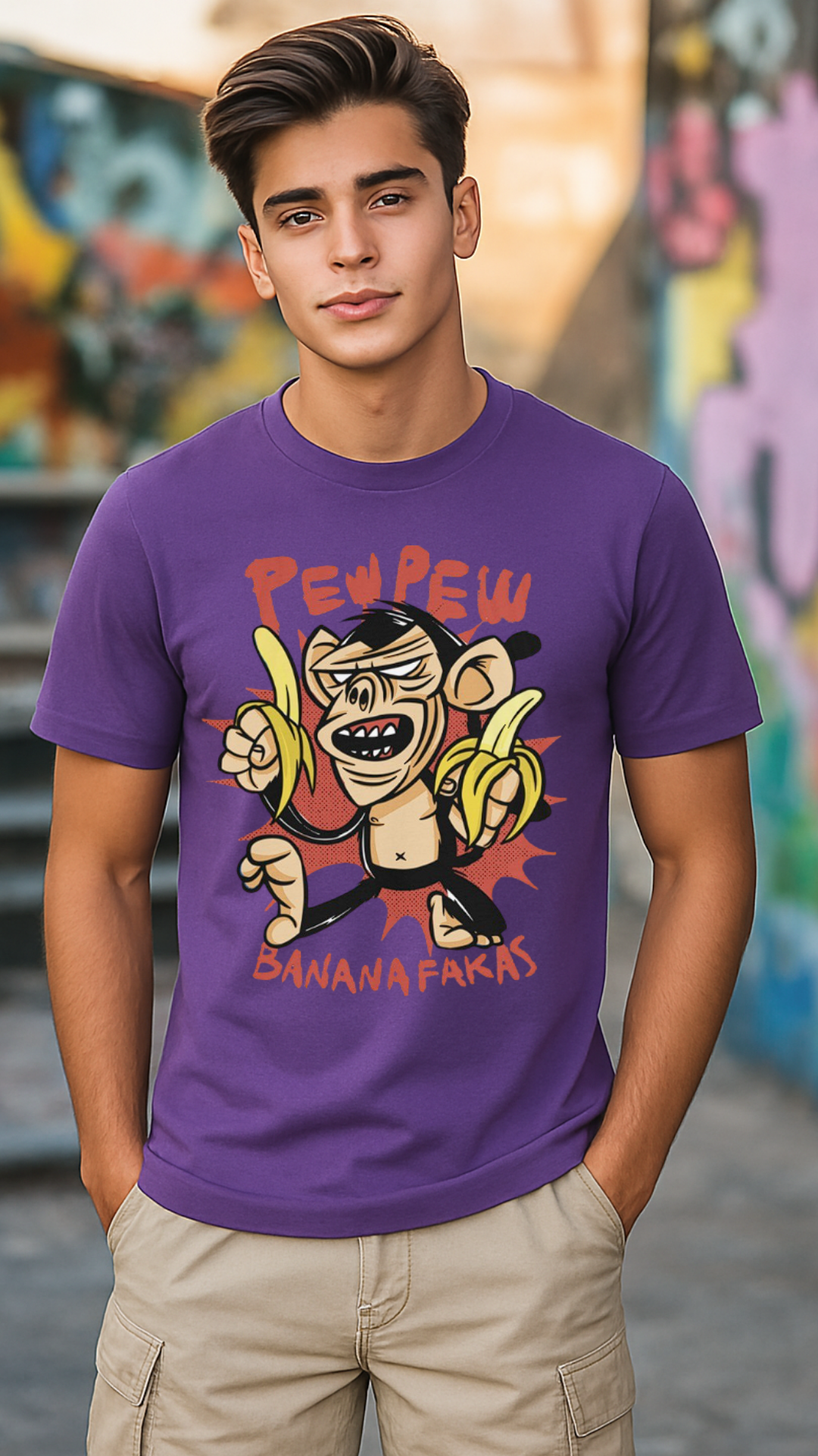 Men's Pew Pew Banana Streetwear Classic Fit T-shirt