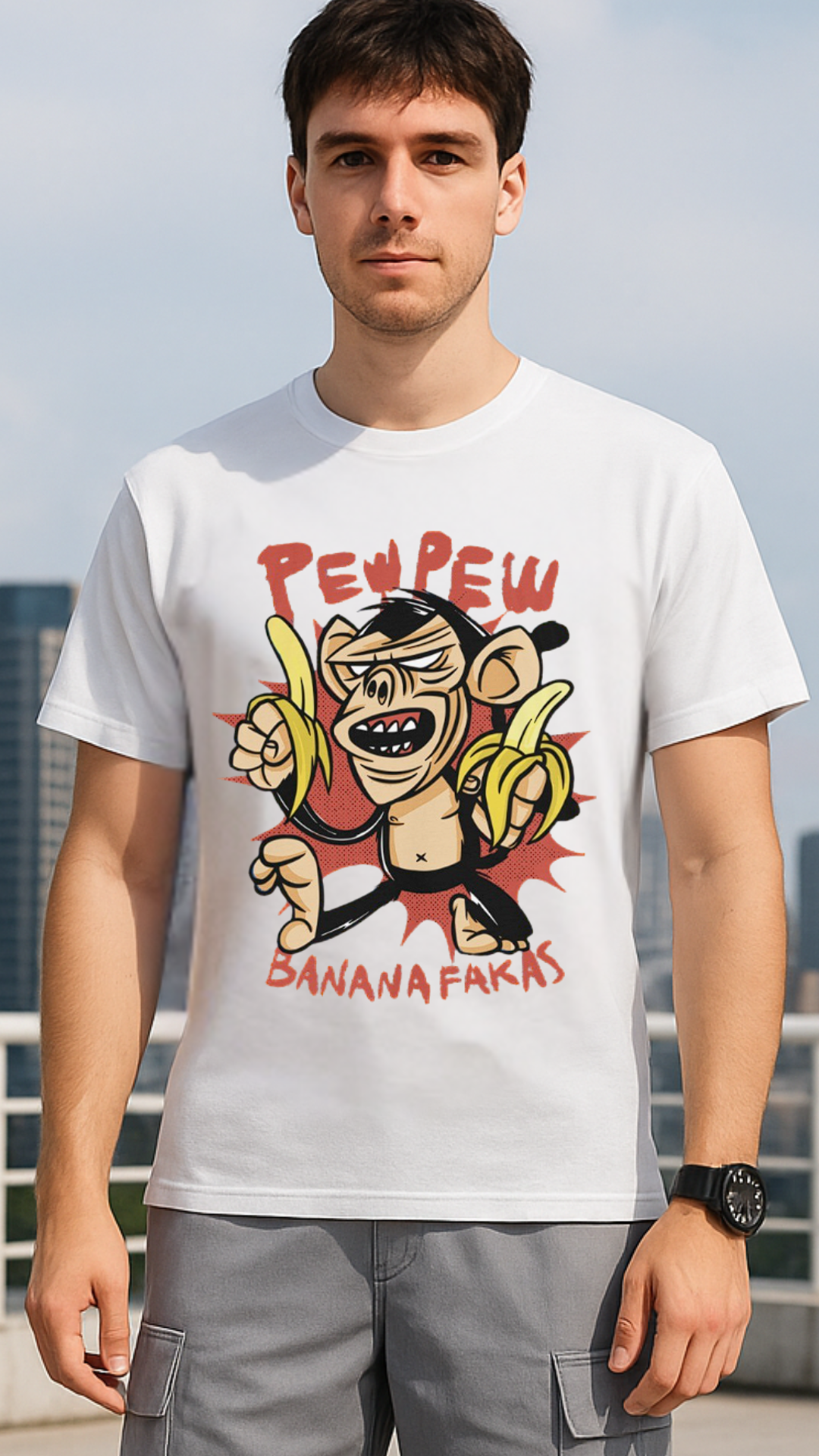 Men's Pew Pew Banana Streetwear Classic Fit T-shirt