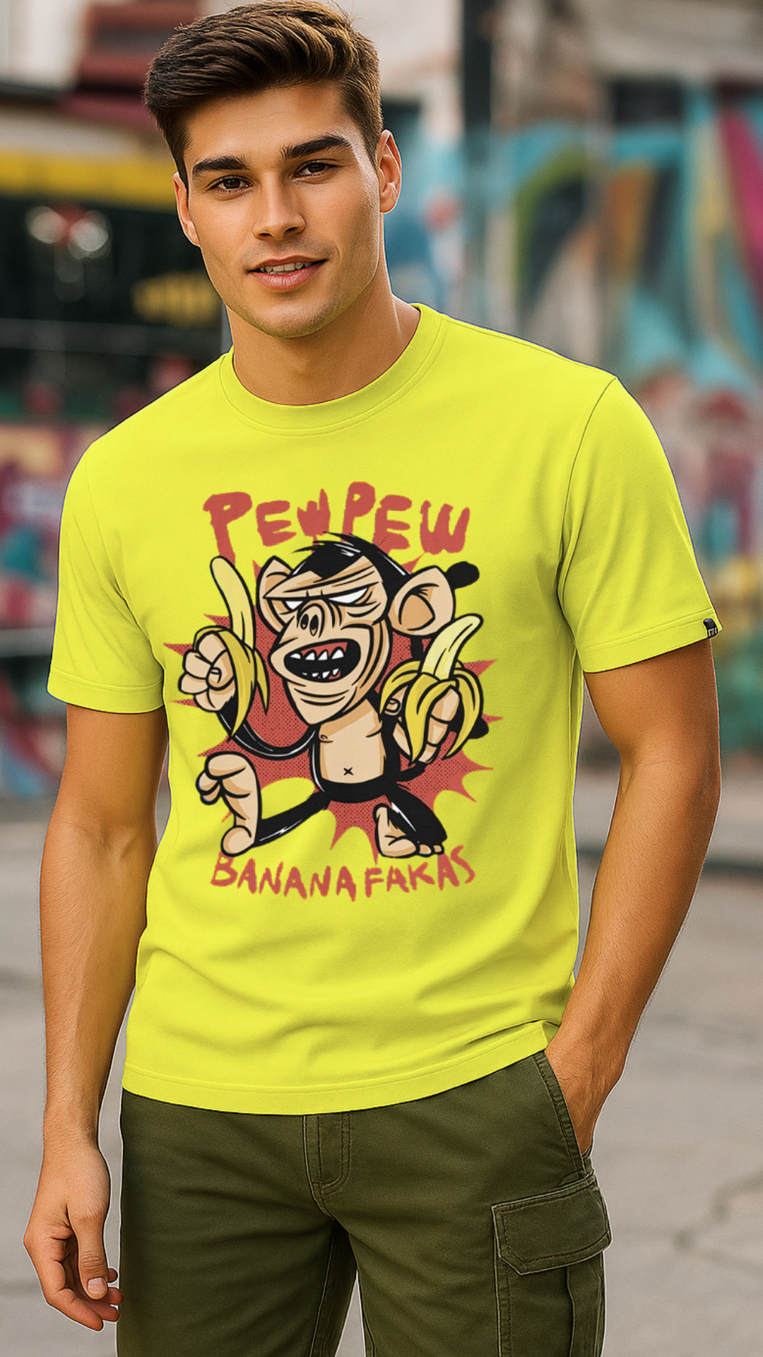 Men's Pew Pew Banana Streetwear Classic Fit T-shirt