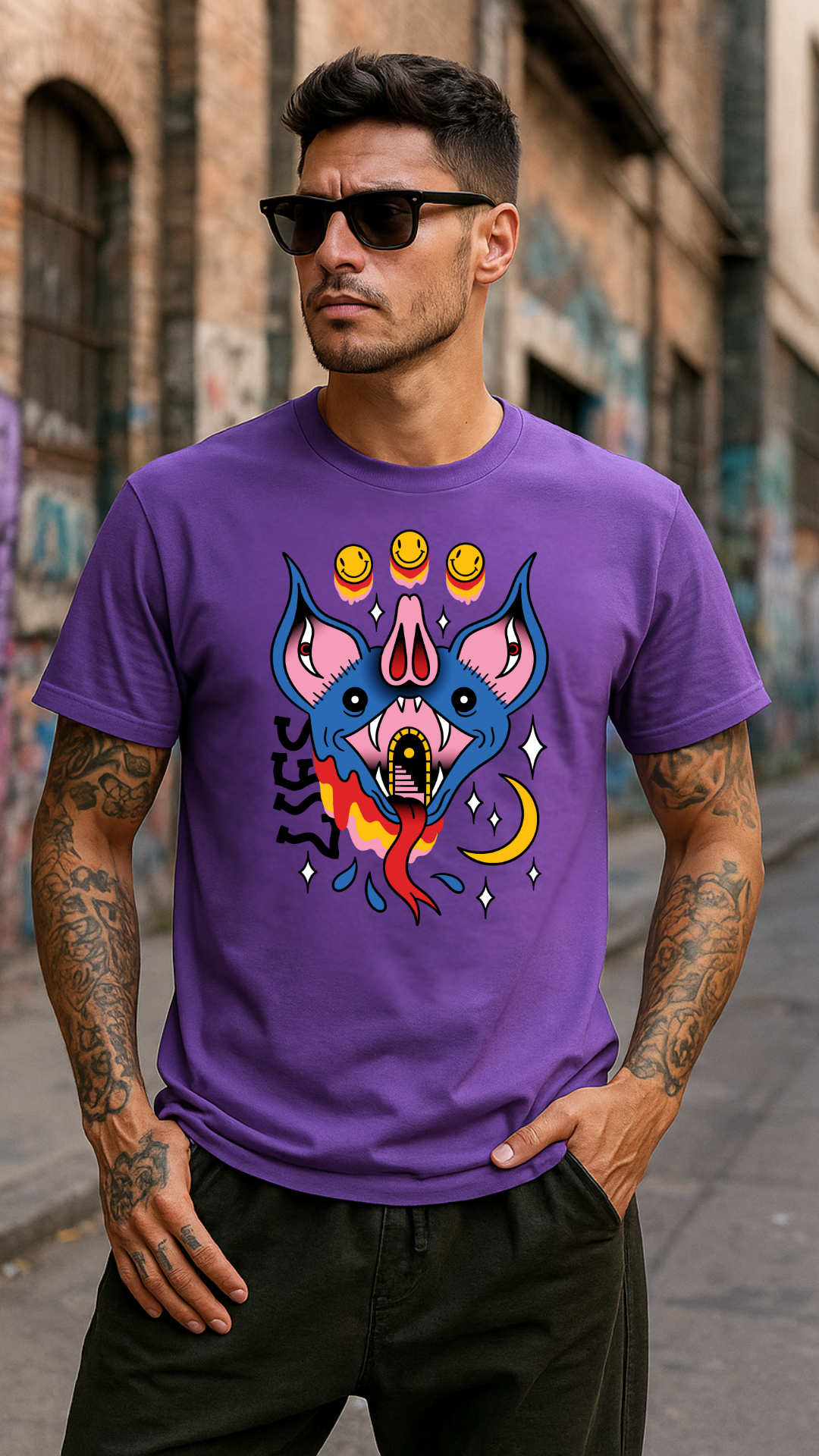 Men's Bat Gate Streetwear Classic Fit T-shirt