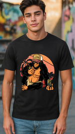 Men's Monkey With Wine Streetwear Classic Fit T-shirt