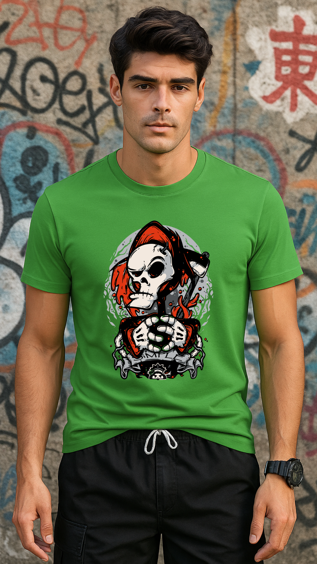Men's Drip Skull Streetwear Classic Fit T-shirt