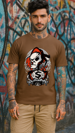 Men's Drip Skull Streetwear Classic Fit T-shirt