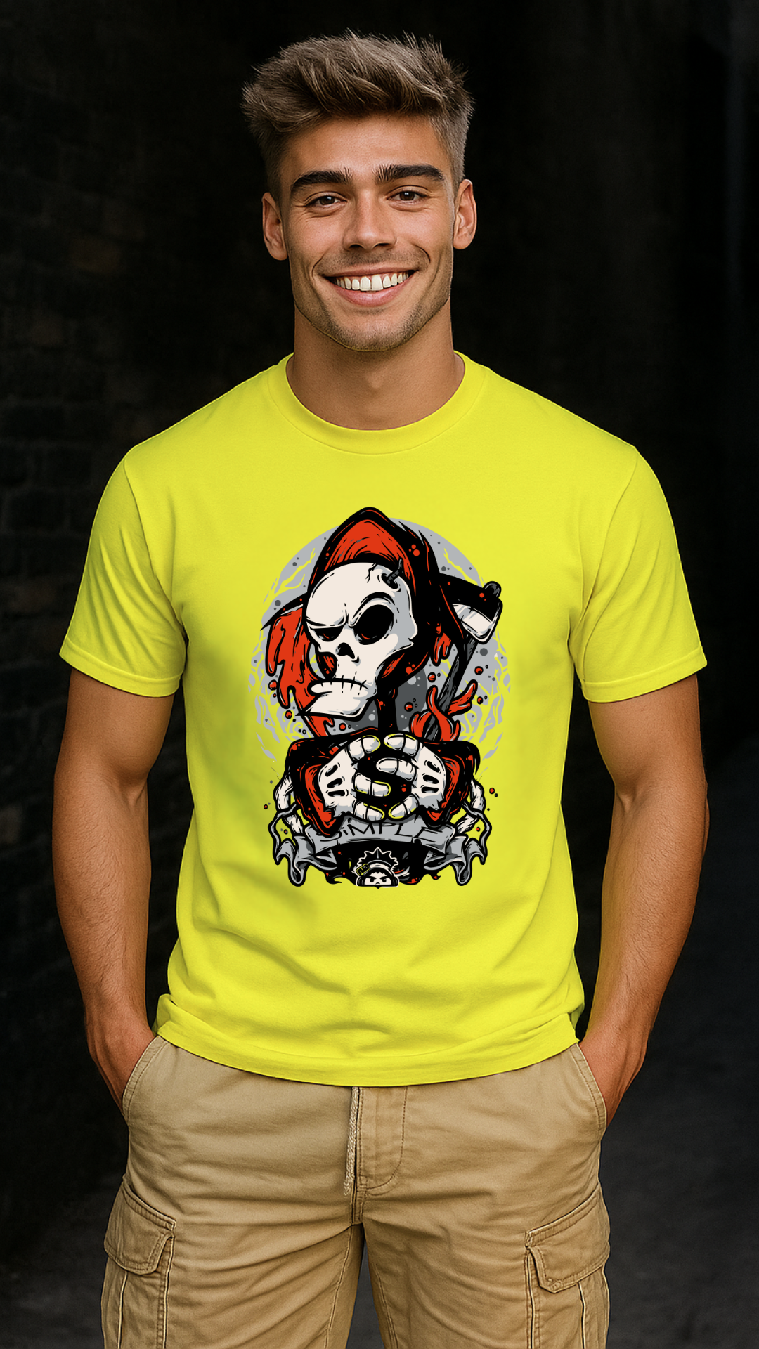 Men's Drip Skull Streetwear Classic Fit T-shirt