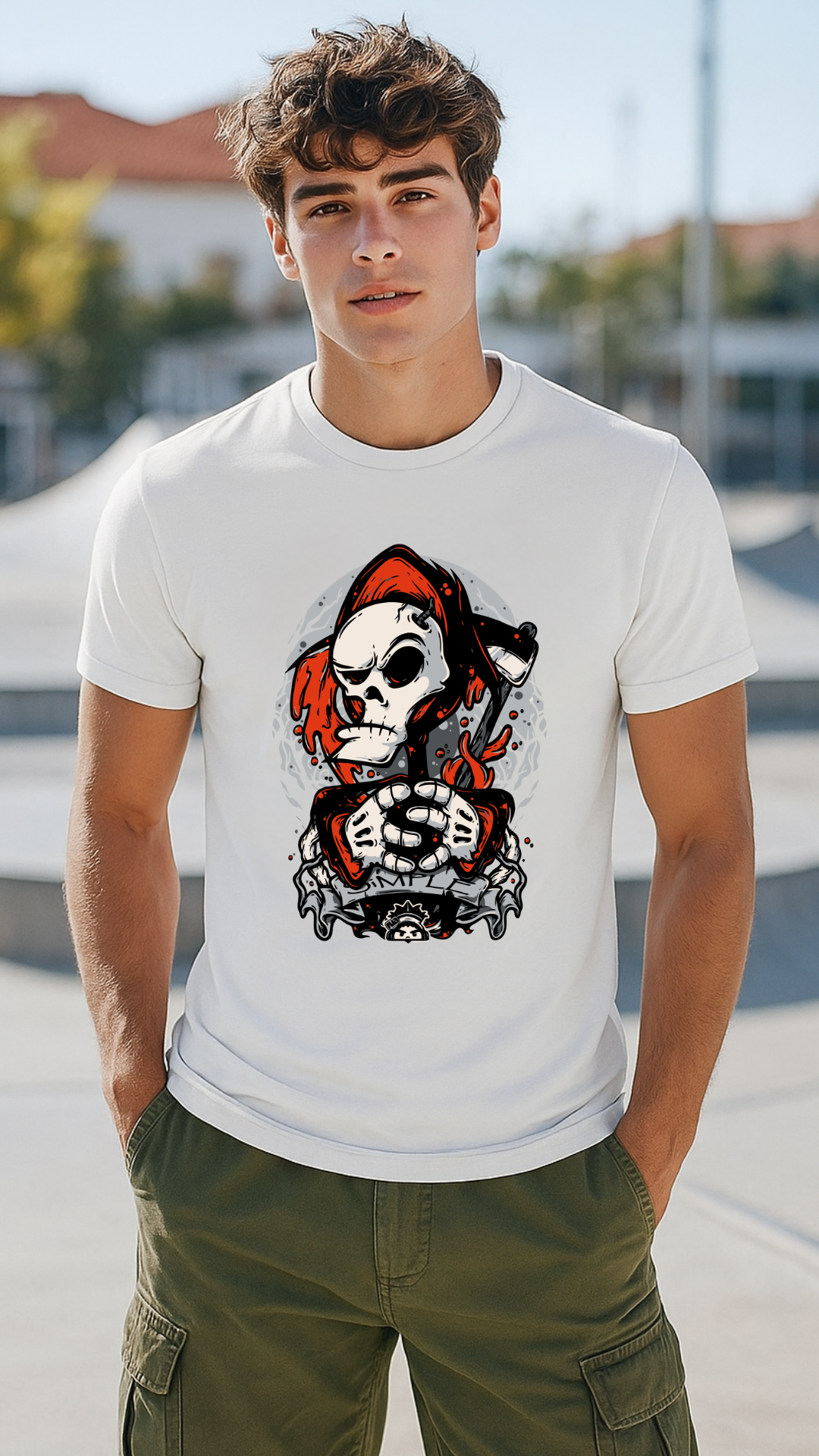 Men's Drip Skull Streetwear Classic Fit T-shirt