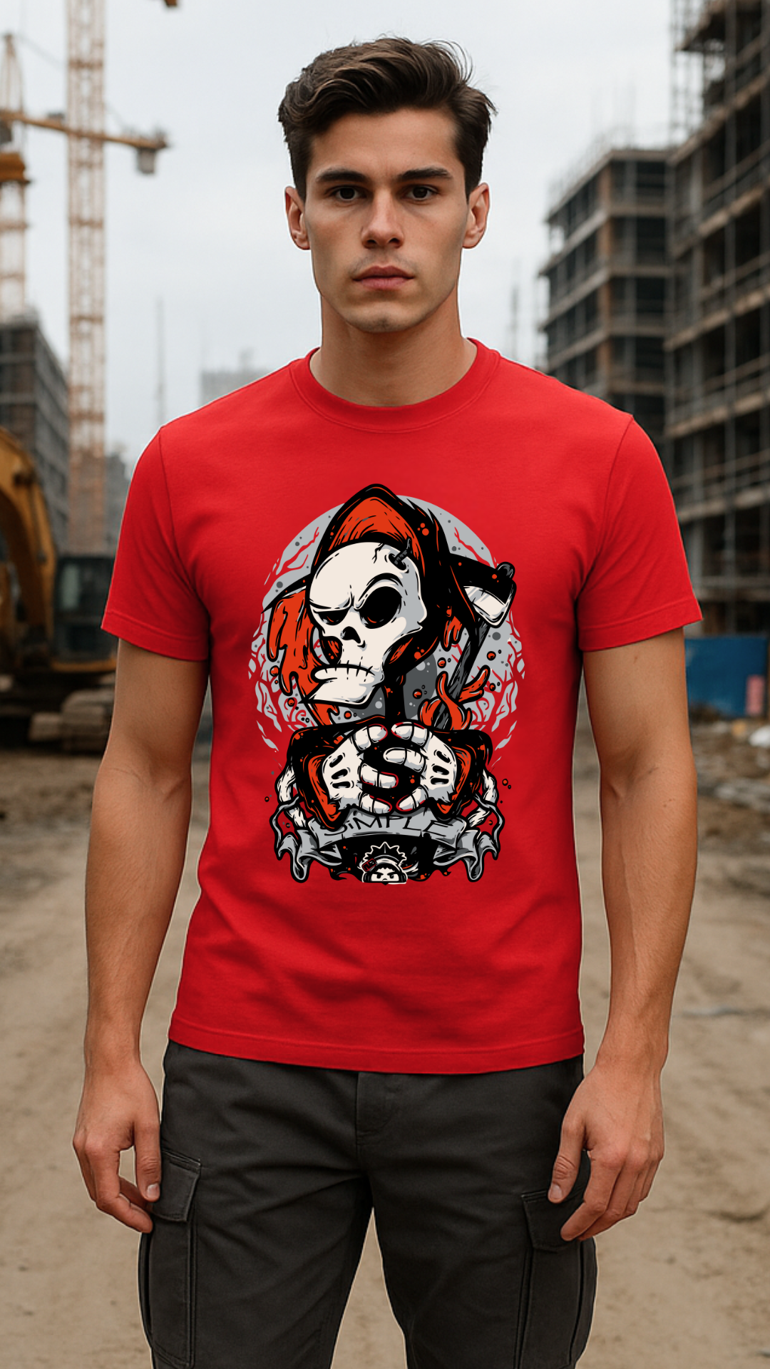 Men's Drip Skull Streetwear Classic Fit T-shirt