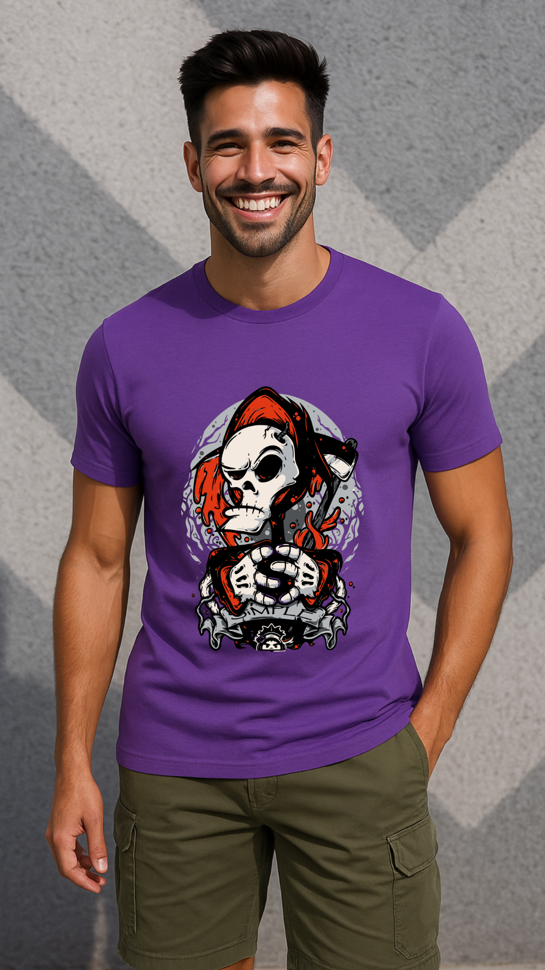 Men's Drip Skull Streetwear Classic Fit T-shirt