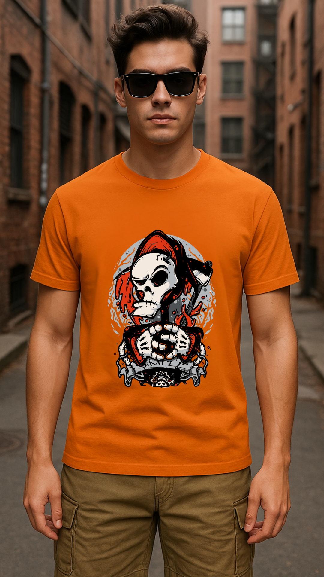 Men's Drip Skull Streetwear Classic Fit T-shirt