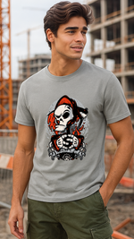 Men's Drip Skull Streetwear Classic Fit T-shirt