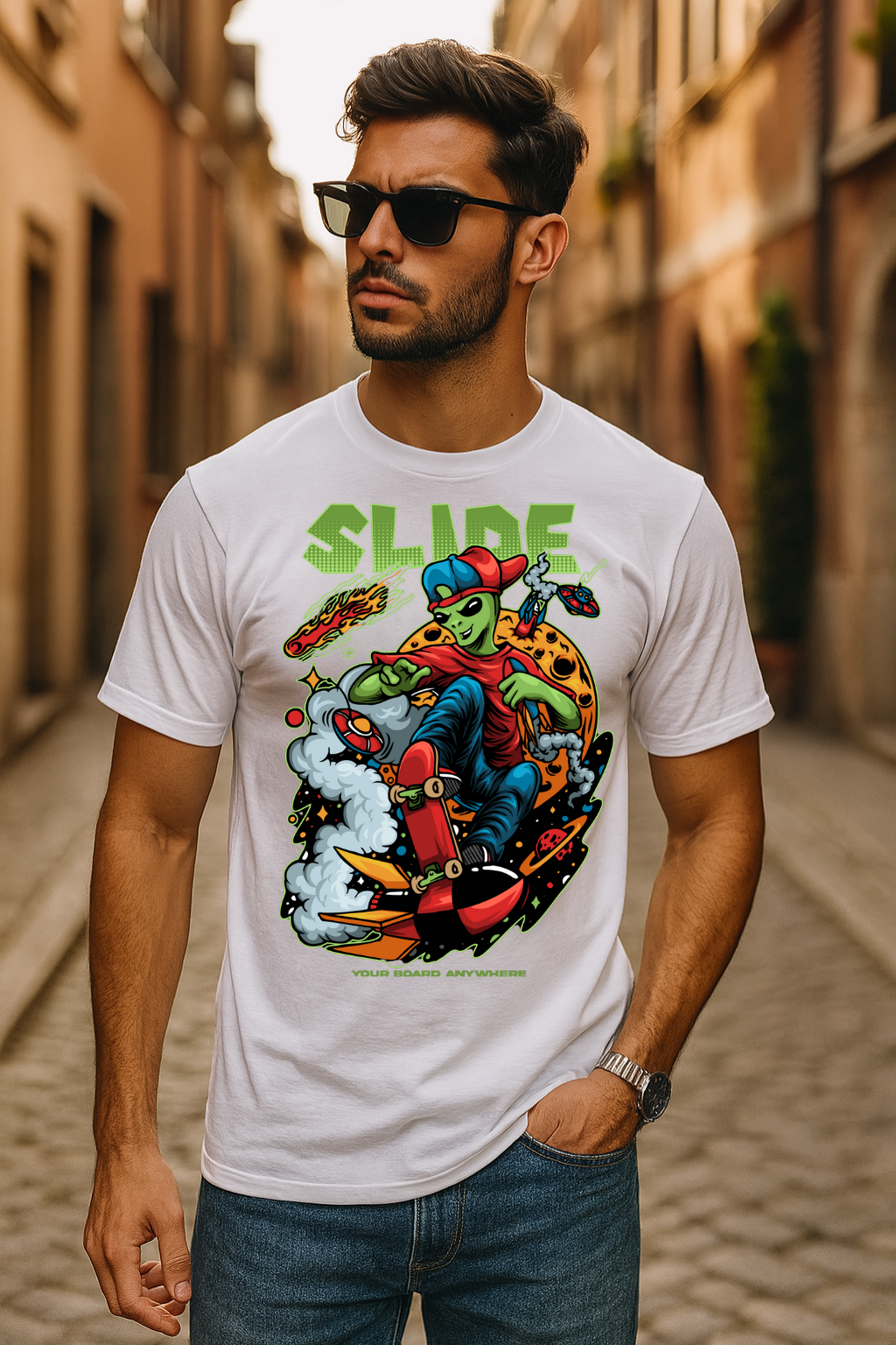 Men's Slide Streetwear Classic Fit T-shirt