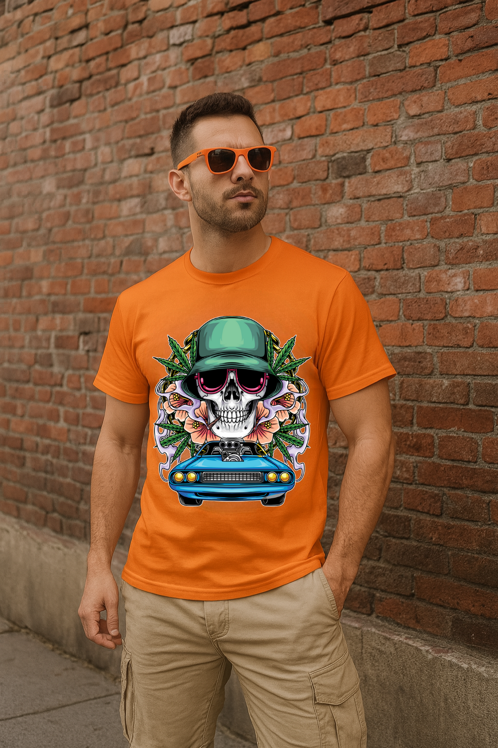 Men's Skull Rider Streetwear Classic Fit T-shirt