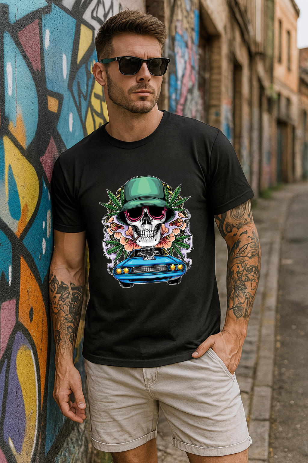 Men's Skull Rider Streetwear Classic Fit T-shirt