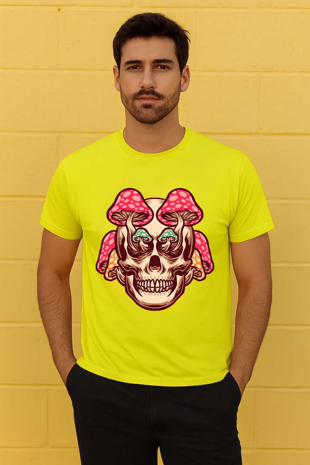 Men's Mushroom Skull Streetwear Classic Fit T-shirt